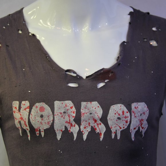 Horror Blood T-shirt Handmade Distressed Destroyed - Picture 4 of 4